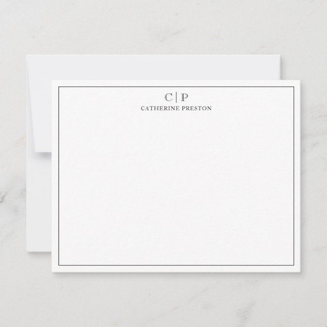 Moderne Monogram Classic Black Personal Stationery Mitteilungskarte (Vorderseite)