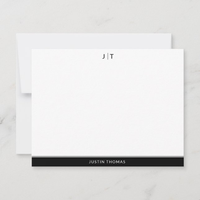Moderne Monogram Classic Black Personal Stationery Mitteilungskarte (Vorderseite)