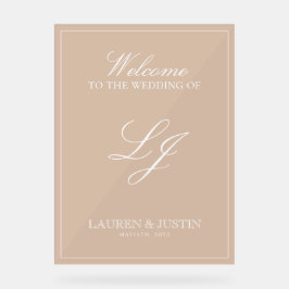 Moderne Monogram Classic Terracotta Script Willkom Acrylschild