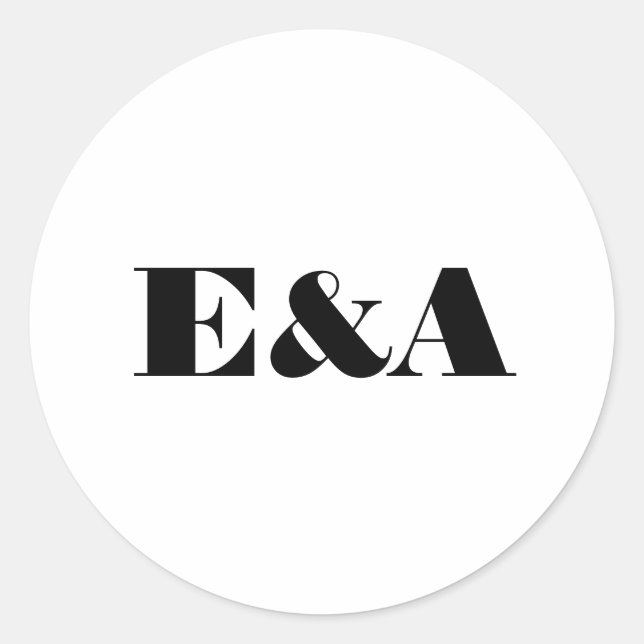 Moderne Monogram Couple Initials Wedding Runder Aufkleber (Vorderseite)