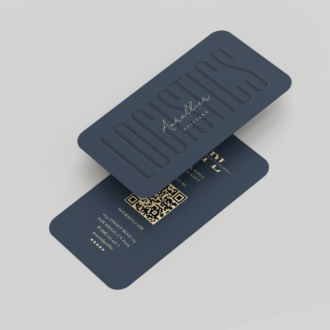 Moderne Monogram Delivery Logistics Dunkelblau Gol Visitenkarte (Modern Monogram Delivery Logistics Dark Blue Gold Business Card
)