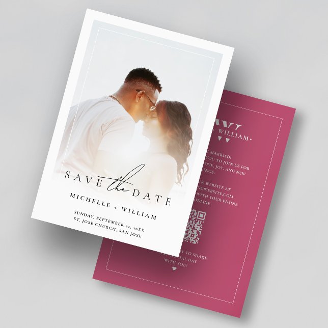 Moderne Monogram Dunkelrosa Hochzeitsrahmen für Fo Save The Date (Modern Monogram Dark Pink Wedding Photo Frame Save The Date
)