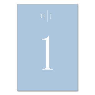 Moderne Monogram Dusty Blue Wedding Tischnummer