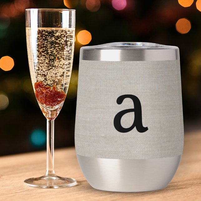 Moderne Monogram Elegant Linen Look Erstname (Von Creator hochgeladen)