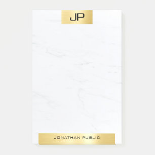 Moderne Monogram-Elegante Gold-Marmorvorlage Post-it Klebezettel