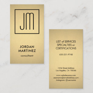 Moderne Monogram Elegante Imitats Gold Foil & Blac Visitenkarte