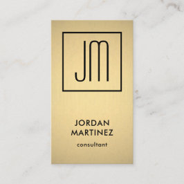 Moderne Monogram Elegante Imitats Gold Foil & Blac Visitenkarte