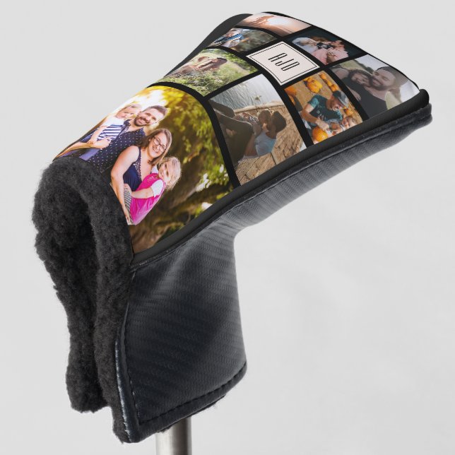 Moderne Monogram-Familienfotografie Collage Cool t Golf Headcover (3/4 Vorderseite)