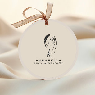 Moderne Monogram Femaie Face Art Runder Aufkleber