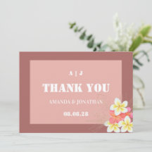 Moderne Monogram Floral Wedding Dankeschön Card