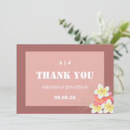 Moderne Monogram Floral Wedding Dankeschön Card Dankeskarte