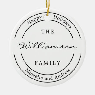 Moderne Monogram Foto Happy Holiday Keramik Ornament