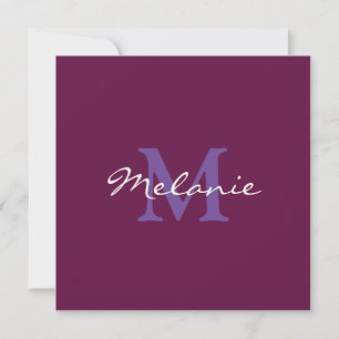 Moderne Monogram Fuchsia Pink und Lilac Lila Card Dankeskarte