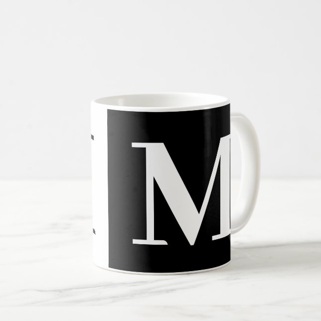 Moderne Monogram-Geschenke Schwarz-weiß Coffee Tas Kaffeetasse (VorderseiteRechts)