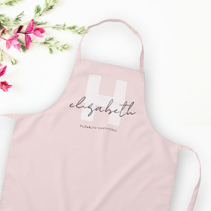 Moderne Monogram Girly Script Blush Pink Initial Schürze