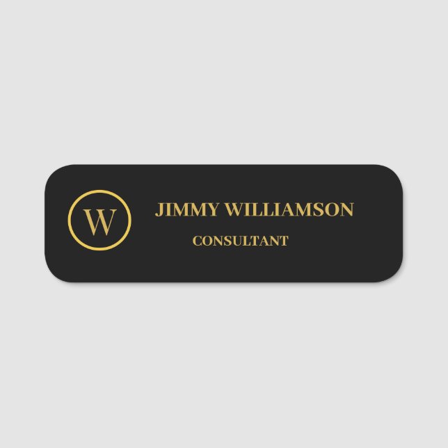 Moderne Monogram Gold Black Business Card Namensschild (Vorderseite)