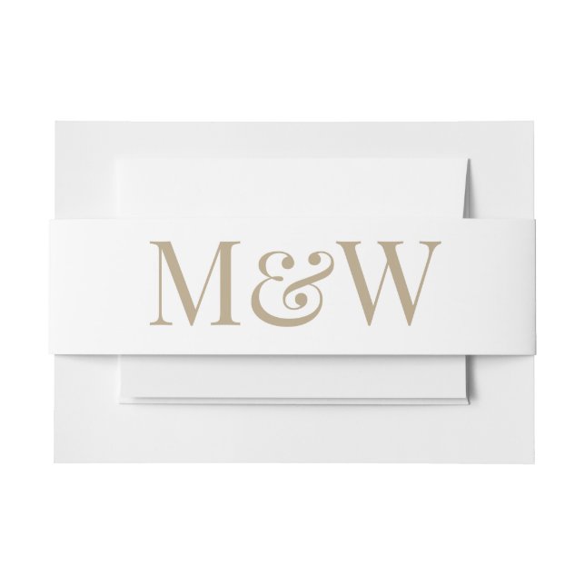Moderne Monogram Gold Initials Wedding Einladungsbanderole (Vorderseite Beispiel)