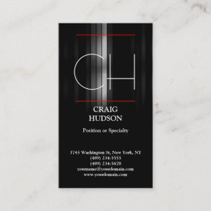 Moderne Monogram Graue White Red Business Card Visitenkarte