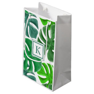 Moderne Monogram Green Botanical Palm Blätter Kleine Geschenktüte