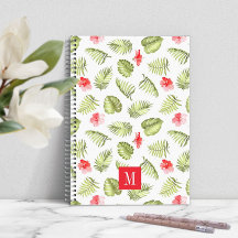Moderne Monogram Green Palm Blätter