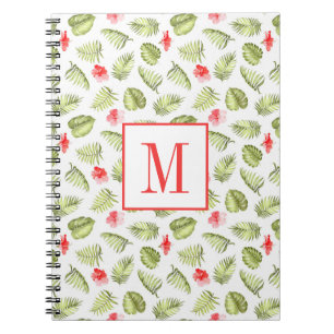 Moderne Monogram Green Palm Blätter Notizblock