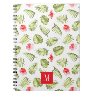 Moderne Monogram Green Palm Blätter Notizblock