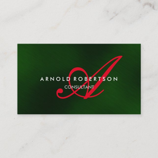 Moderne Monogram Green Trendy Business Card Visitenkarte (Vorderseite)