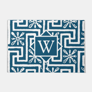 Moderne Monogram, griechischer Schlüssel für moder Fußmatte