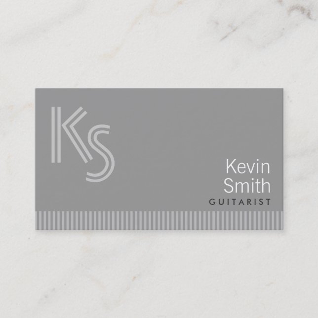 Moderne Monogram Guitarist Business Card Visitenkarte (Vorderseite)