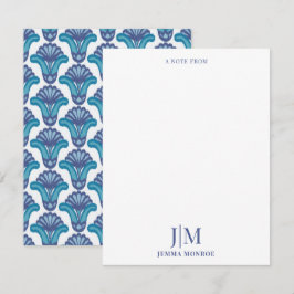 Moderne Monogram Ikat Ethnic Muster floral Mitteilungskarte