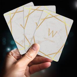Moderne Monogram Imitats Gold Foil Linien Weißer M Spielkarten