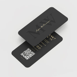 Moderne Monogram-Initialen Beruflich Black Gold Visitenkarte