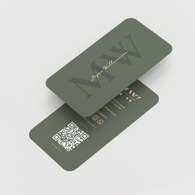 Moderne Monogram-Initialen Beruflich Sage Green Visitenkarte (Modern Monogram Initials Professional Sage Green Business Card
)