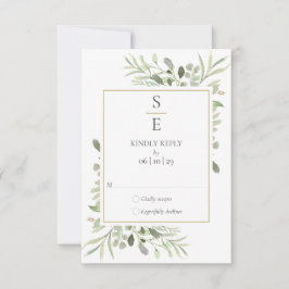 Moderne Monogram Initials Greenerity Wedding RSVP Karte