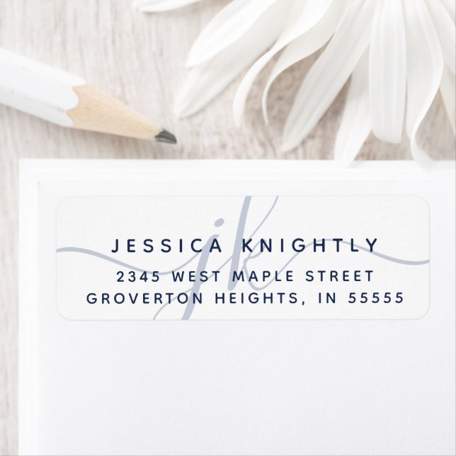 Moderne Monogram Initials Script Navy Blue Minimal (Insitu)