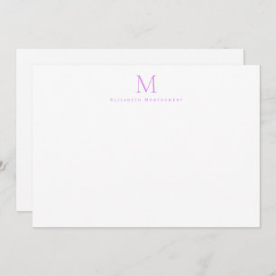 Moderne Monogram Lavender Lila Correspondence Mitteilungskarte