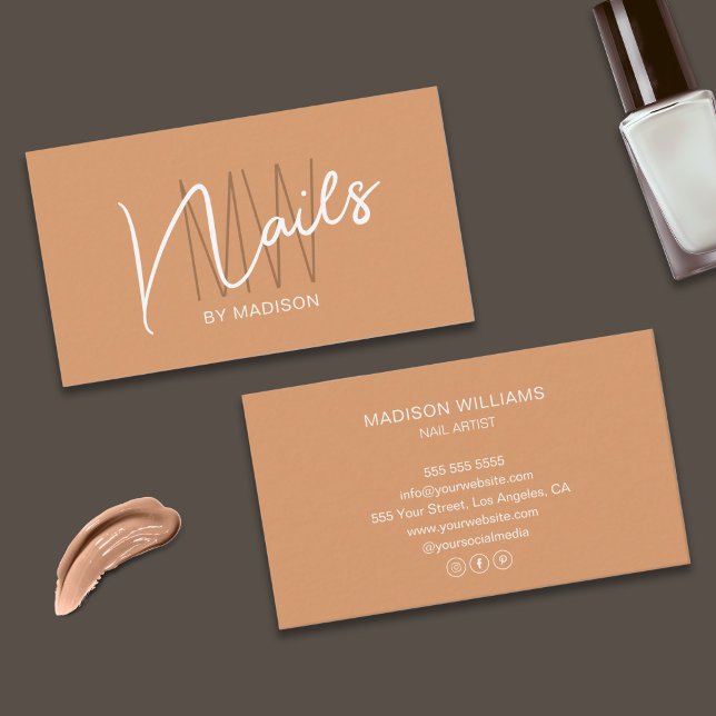 Moderne Monogram Logo Nail Artist Visitenkarte (Modern Monogram Logo Nail Artist Business Card)