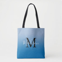 Moderne Monogram Name Light bis Dark Blue Gradient