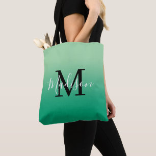 Moderne Monogram Name Light bis Dark Green Gradien