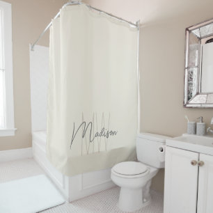 Moderne Monogram Name Script Creme Duschvorhang