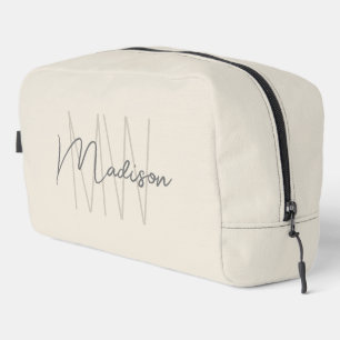 Moderne Monogram Name Script Creme Waschbeutel