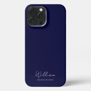 Moderne Monogram Name Script Elegante Midnight Blu iPhone 13 Pro Max Hülle