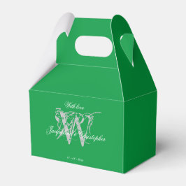 Moderne Monogram Names Chic Emerald Green Wedding Geschenkschachtel