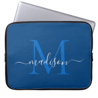 Moderne Monogram Navy Blue Elegante Chic Script Na