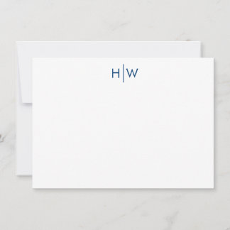 Moderne Monogram Navy Blue Flat Note Card Mitteilungskarte