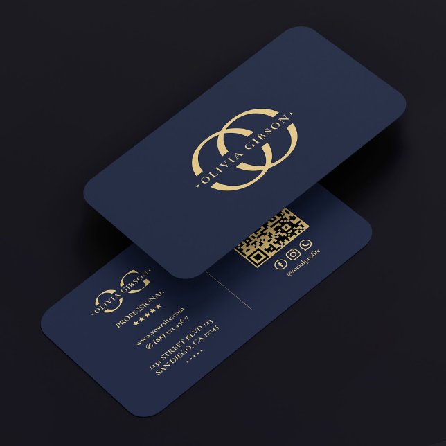 Moderne Monogram O Logo Elegant Dark Navy Blue Visitenkarte (Modern Monogram O Logo Elegant Dark Navy Blue Business Card
)