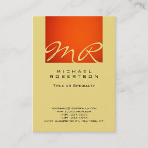 Moderne Monogram Orange Buff Beige Business Card Visitenkarte