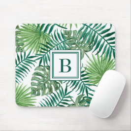 Moderne Monogram Palm Blätter Mousepad