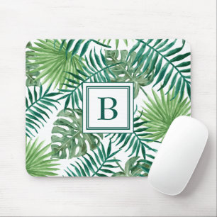 Moderne Monogram Palm Blätter Mousepad