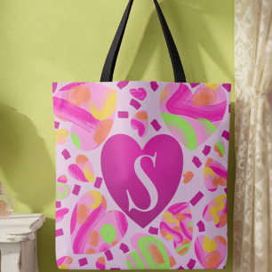Moderne Monogram Pink Heart Painted School